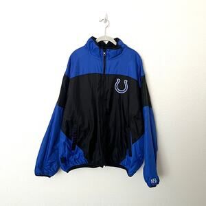 [NFL] Indianapolis Colts Embroidered Reversible Full Zip Fleece Nylon Jacket XL